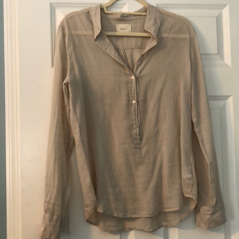 Tan button up blouse